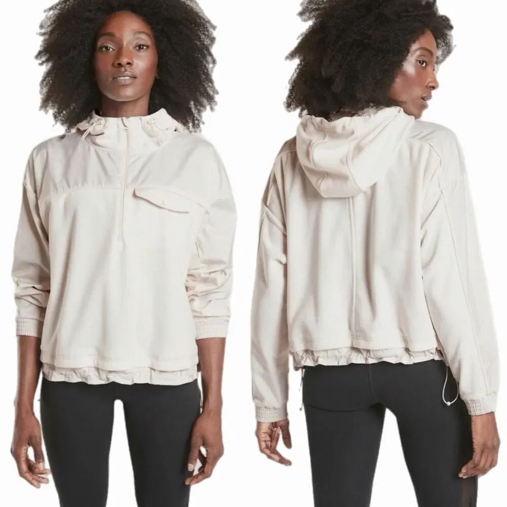 Athleta Zion Microfleece 1/2 Zip Top, Pearl White